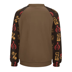 Women's African Art Long Sleeve Round Neck Raglan Sweatshirt
