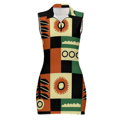 Women's Short Sleeve Dress with Short Zipper