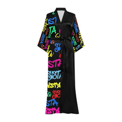 Women's Silk-Look Long Kimono Robe