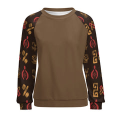 Women's African Art Long Sleeve Round Neck Raglan Sweatshirt