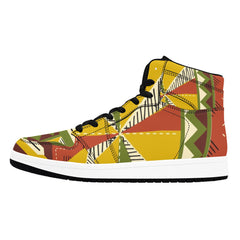Men’s African Print High Top Sneakers – Bold Tribal Pattern Streetwear Shoes (2)
