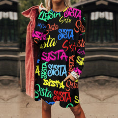 Women’s All Over Long Sleeve Mini Dress