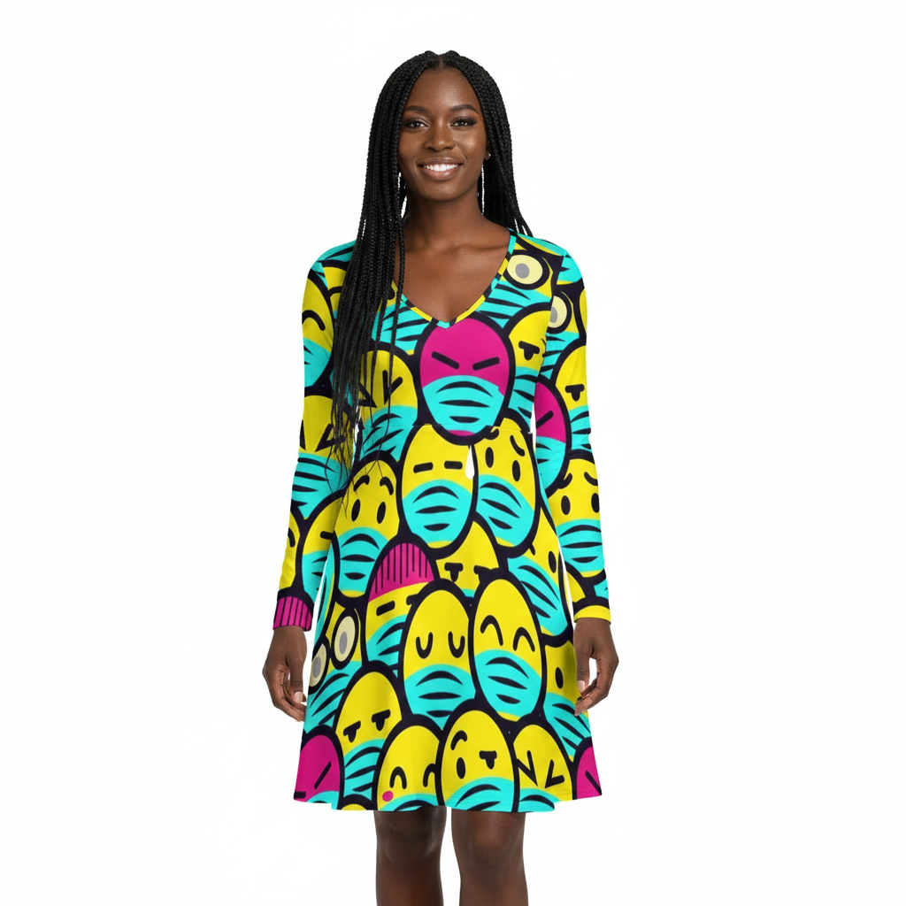 long sleeved skater dress boohoo Women's Long Sleeve Skater Mini Dress