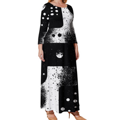 Pluss Size Loose Crew Neck Long Sleeve Dress