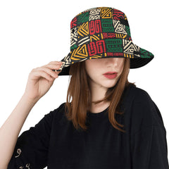 AfroCentrc Pattern Black culture Black History Harlem RenaissanceUnisex Summer Bucket Hat ( Harlem Print Magic)