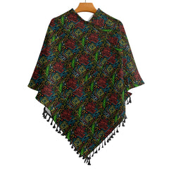 Knitted Cape With Fringed Edge