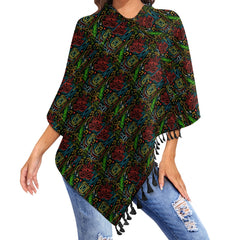 Knitted Cape With Fringed Edge