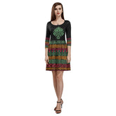 Women's 3/4 Sleeve Round Neck Sundress(Model D23)