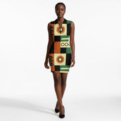 Women's Short Sleeve Dress with Short Zipper