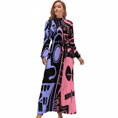 Robe à manches longues et col montant pour femme