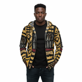 Men’s African Print Full Zip Hoodie – All-Over Tribal Pattern Fashion Jacket