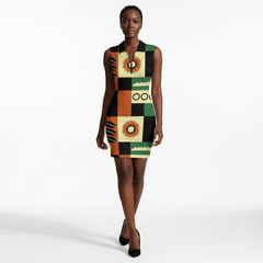 Women's Short Sleeve Dress with Short Zipper