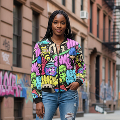 Women's All Over Print Bomber Jacket