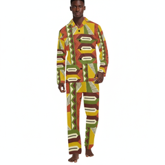 Men’s V-Neck Long Pajama Set