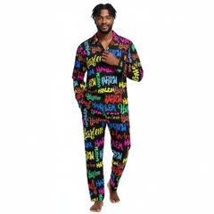 Men’s V-Neck Long Pajama Set