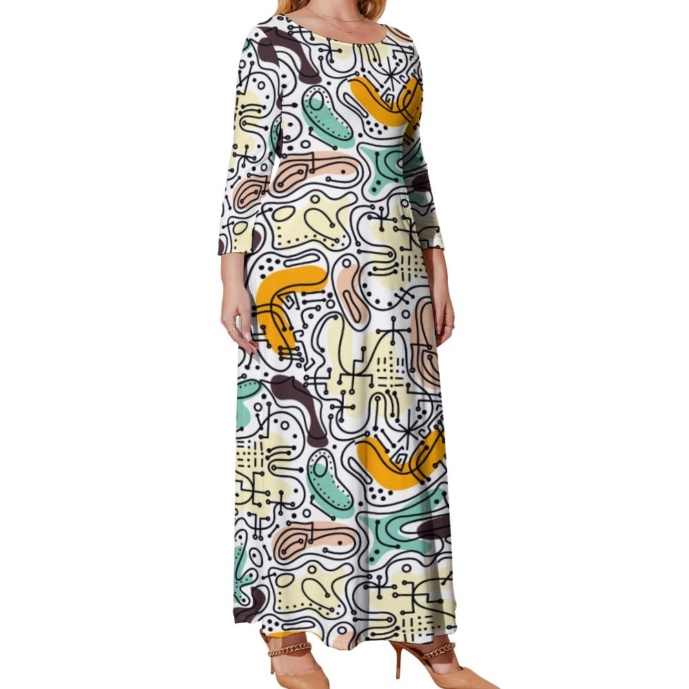 Women's Plus Size Loose Crew Neck Long Sleeve Dress