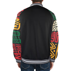 Discover the Men's Striped Bomber Jacket with polyester-spandex blend, zipper front, and elastic fit for everyday wear in versatile seasons.