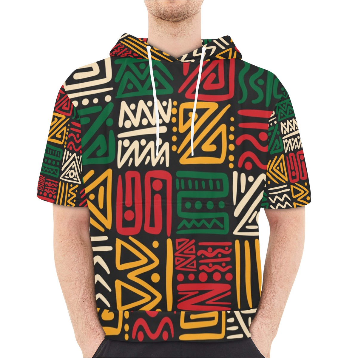Men's Short Sleeve Fleece Hoodie (H54)
