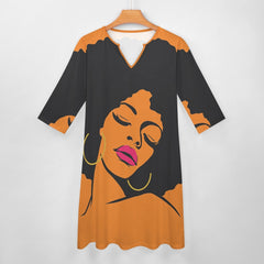 7-point sleeve dress