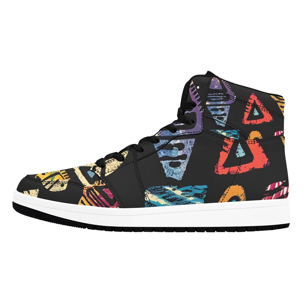 Men’s African Print High Top Sneakers – Bold Tribal Pattern Streetwear Shoes (2)