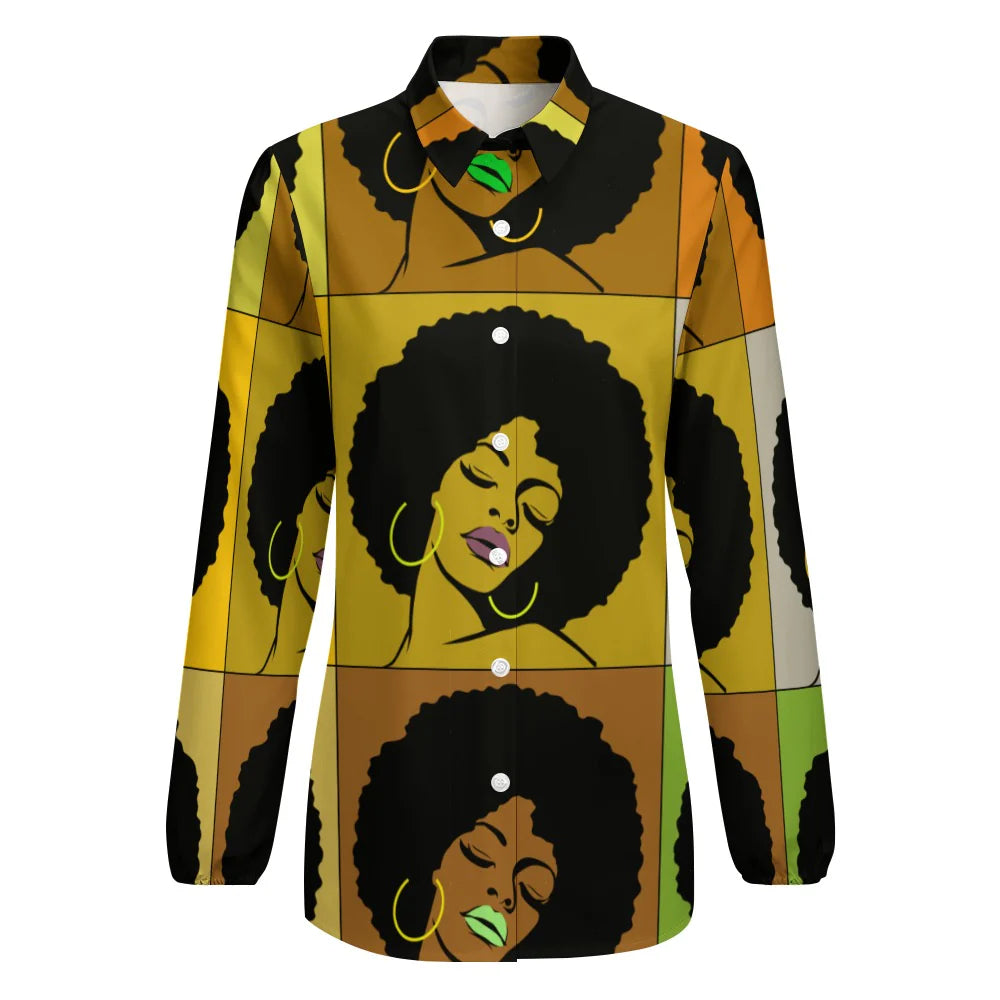 Women's Vintage Casual Long Sleeve Button-Down Shirt