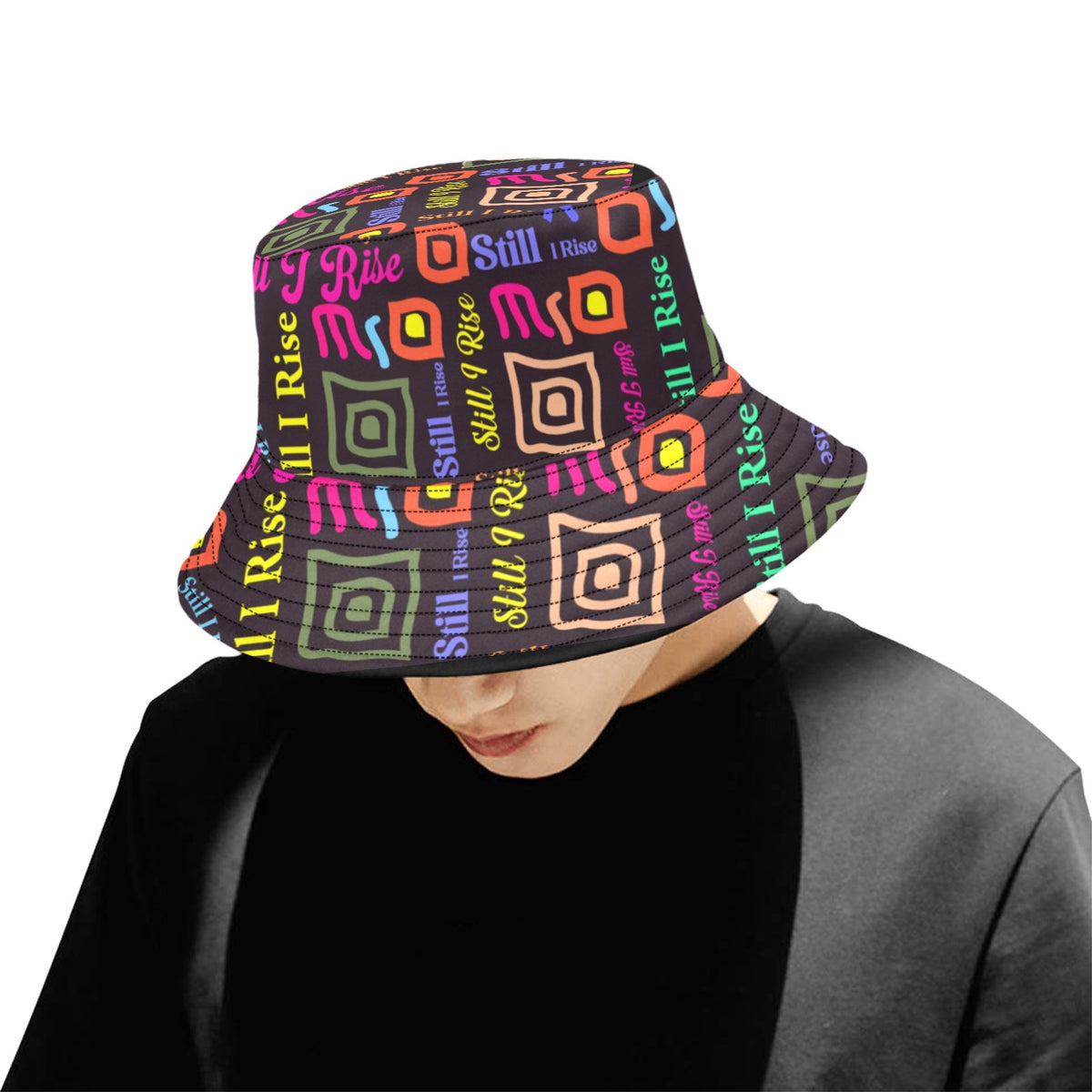 AfroCentrc Pattern  Black culture Black History Harlem Renaissance Unisex Summer Bucket Hat (Harlem Print Magic)
