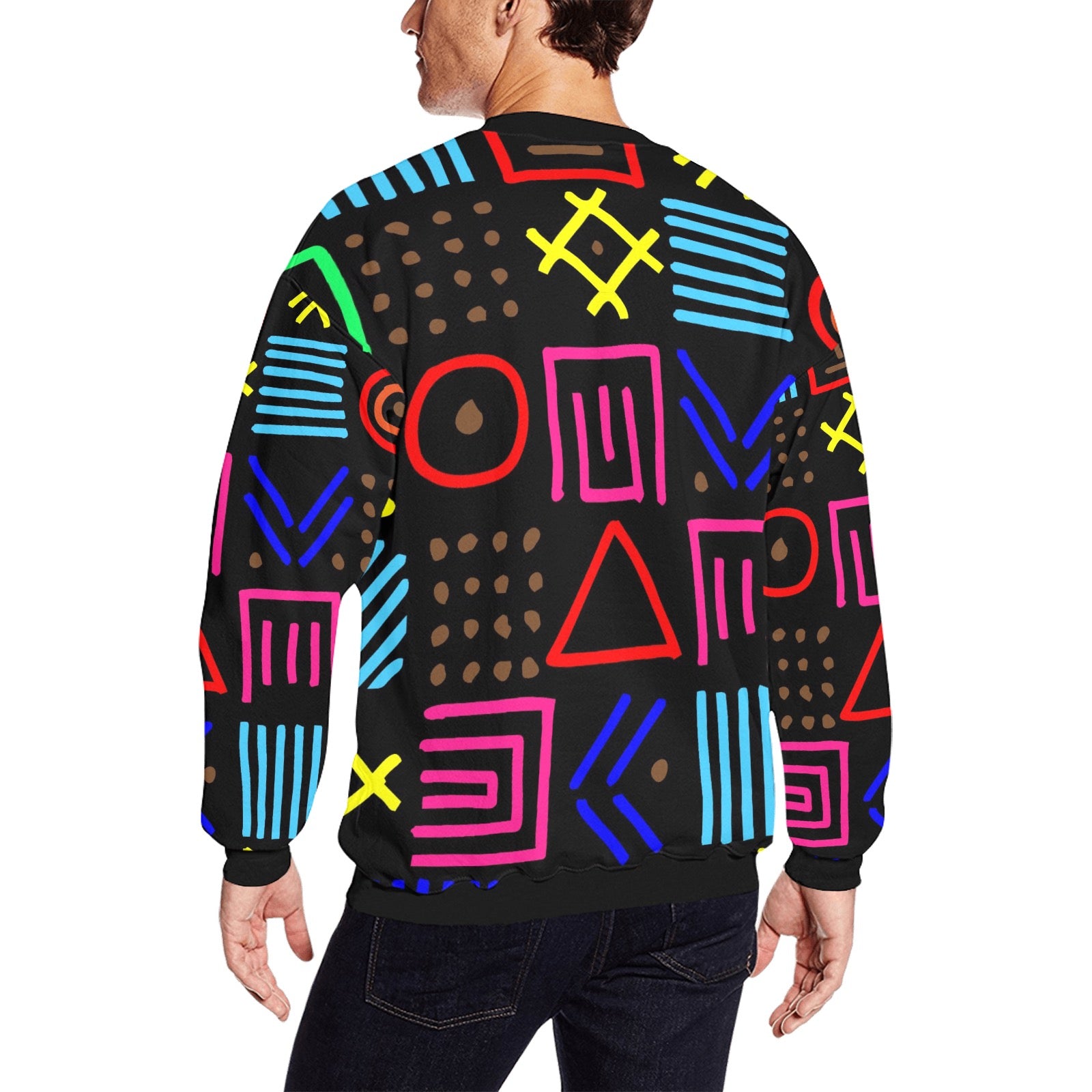 AfroCentrc Pattern  Black culture Black History Harlem Renaissance)Men's All Over Print Sweatshirt ( Harlem Print Magic