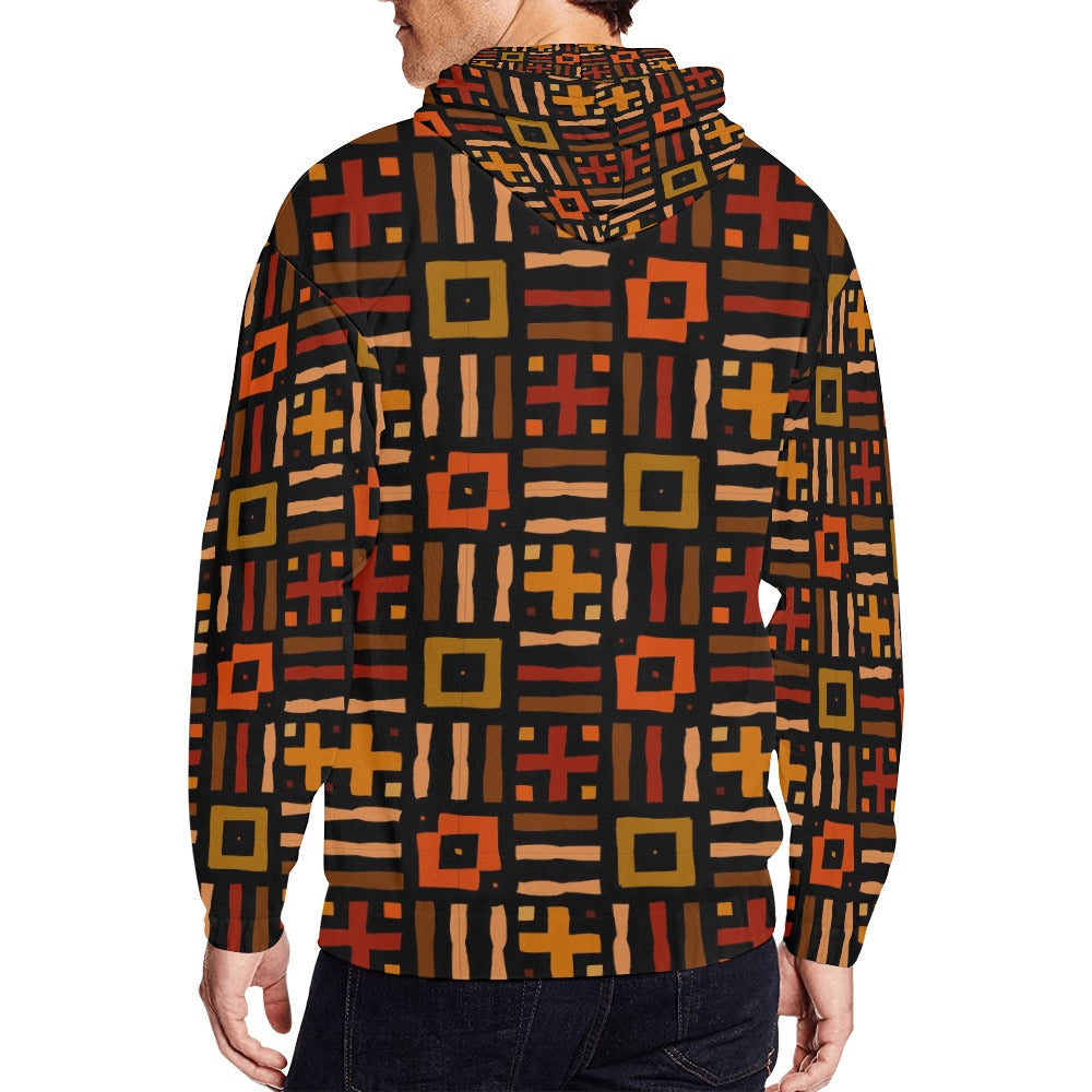 Men’s African Print Full Zip Hoodie – All-Over Tribal Pattern Fashion Jacket (5)