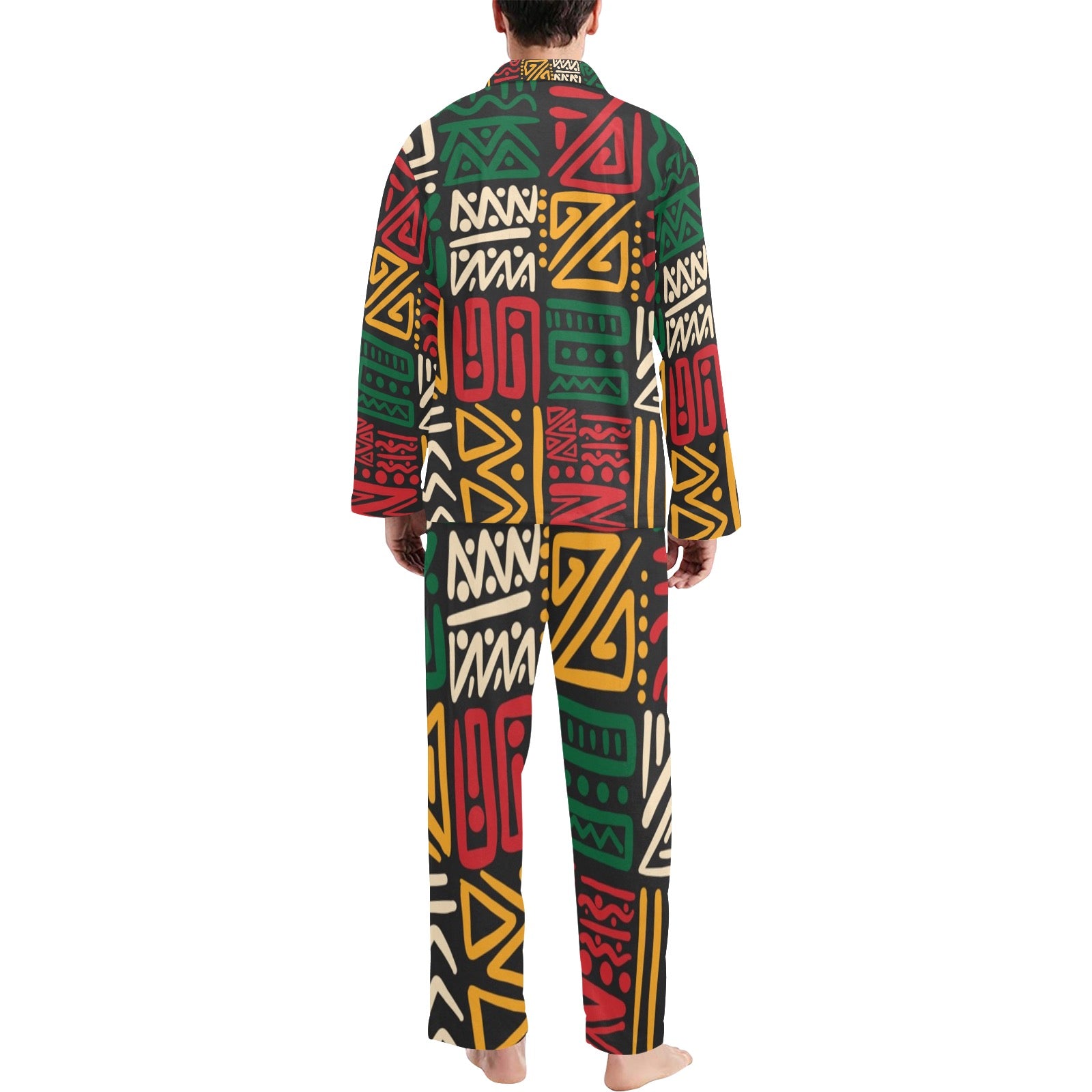 Men's V-Neck Long Pajama Set