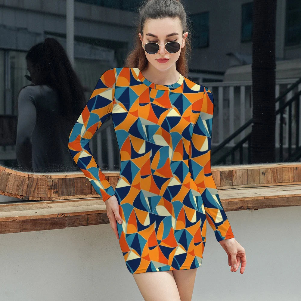 Robe moulante élégante à manches longues pour femme