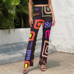 AfroCentrc Pattern  Black culture Black History Harlem Renaissance LP Flared Pants ( Harlem Print Magic)