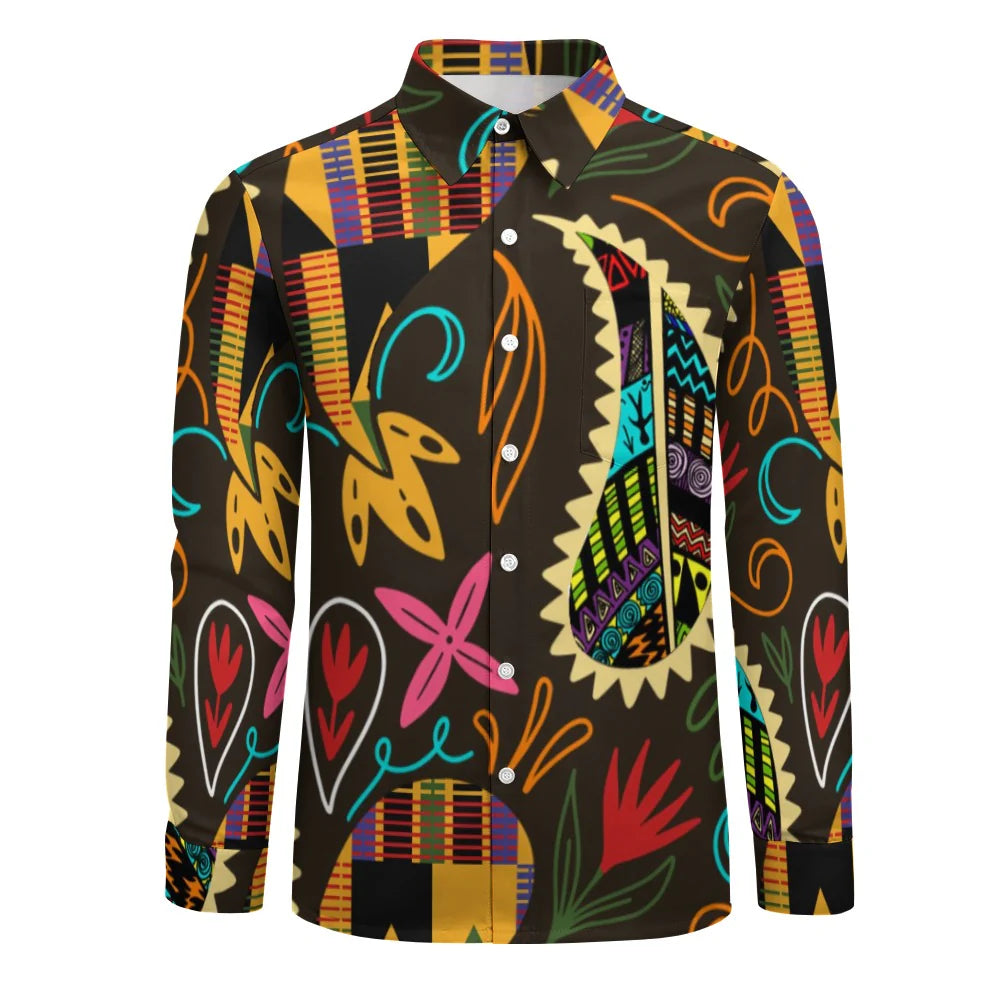 Peach Velvet Casual One Pocket Long Sleeve Shirt HPM