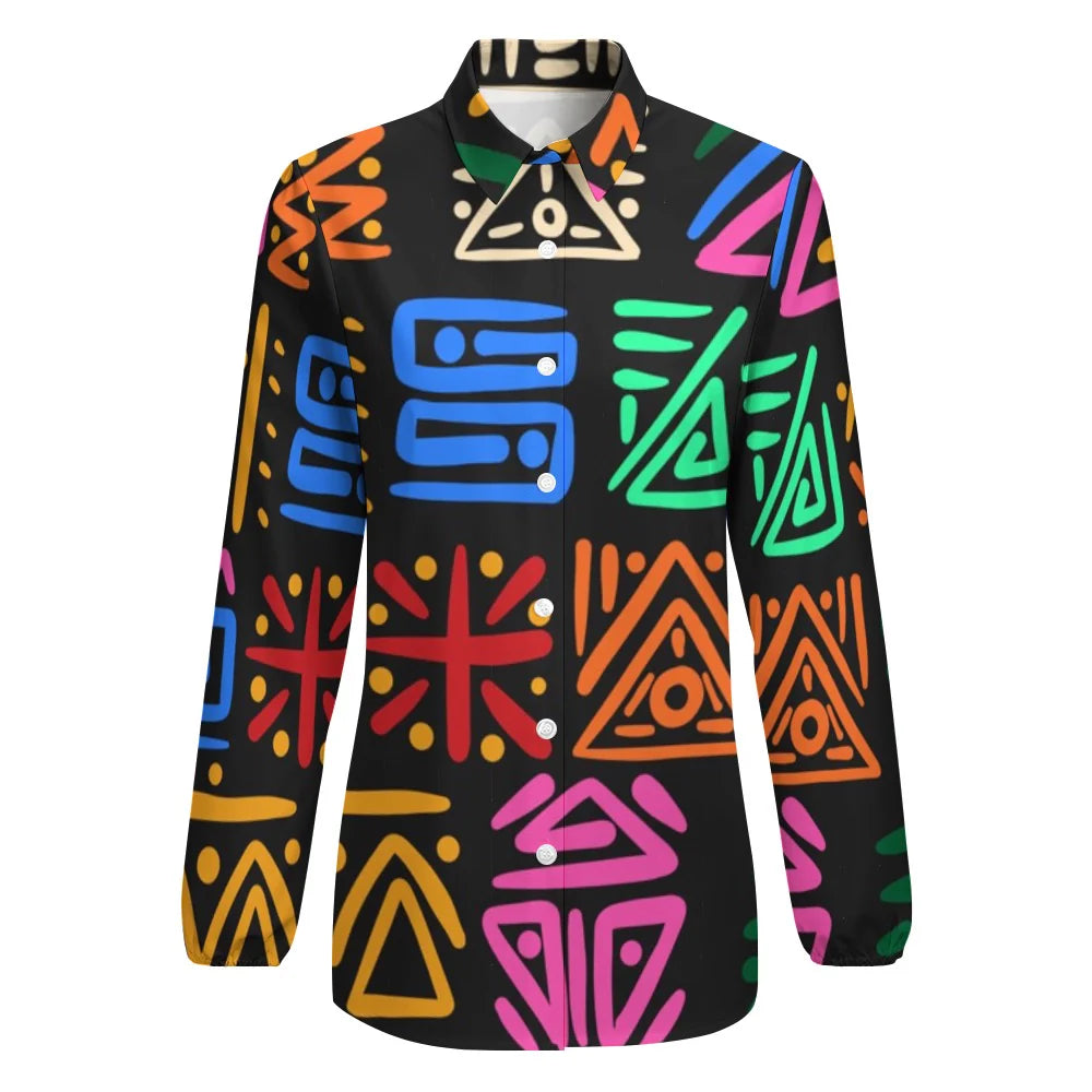 Women's Vintage Casual Long Sleeve Button-Down Shirt