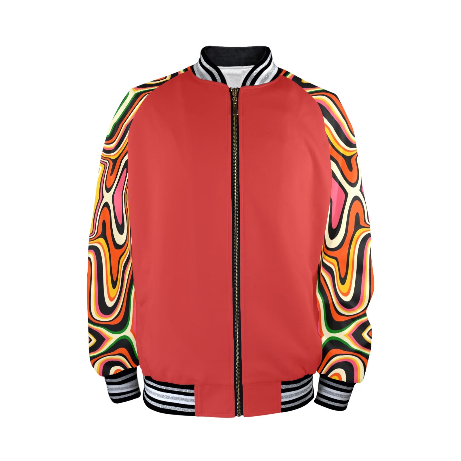 New Men's Striped Trim Bomber Jacket