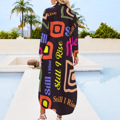 Button Neck Long Sleeve Shirt Dress