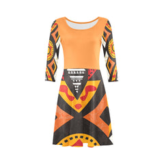 Women's 3/4 Sleeve Round Neck Sundress(Model D23)