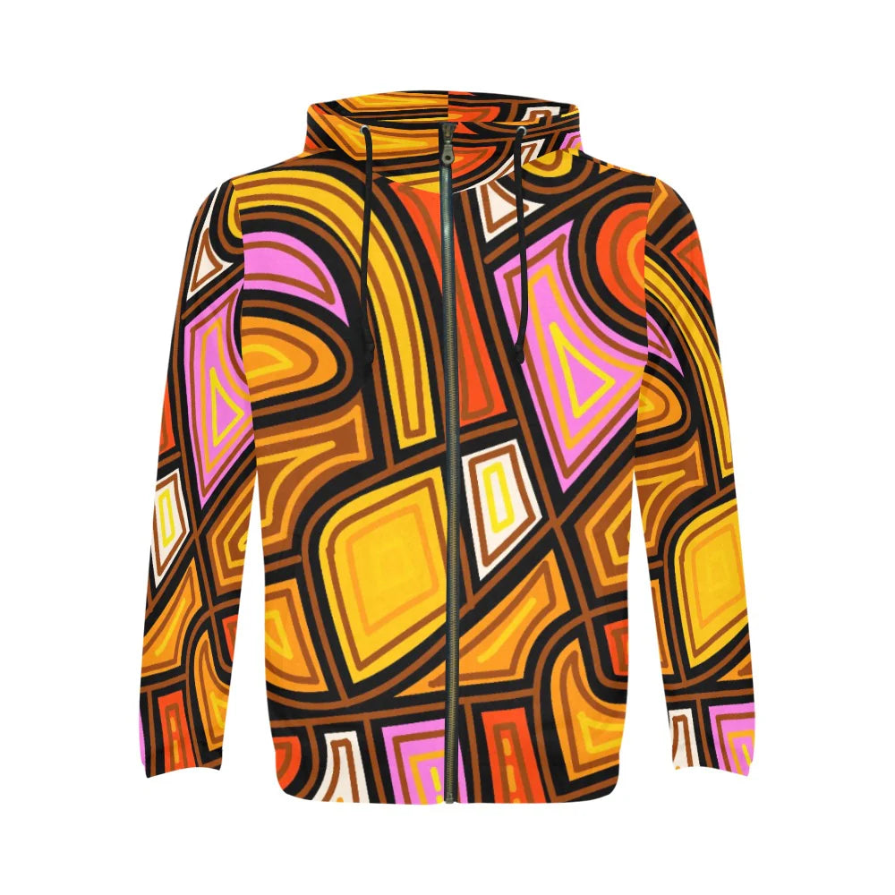 Men’s All Over Print Full-Zip Hoodie (Model H14)