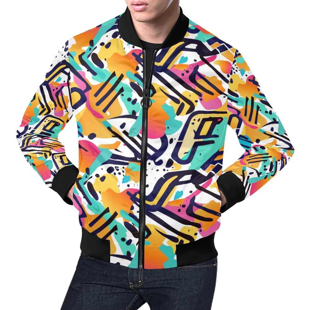 Men's All Over Print Casual Bomber Jacket