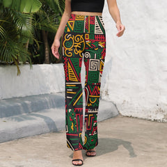 AfroCentrc Pattern  Black culture Black History Harlem Renaissance LP Flared Pants ( Harlem Print Magic)