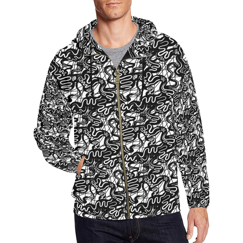 Men's All Over Print Full Zip Hoodie (Model H14)