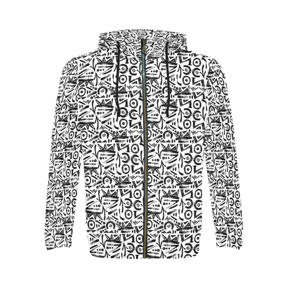 Men's All Over Print Full Zip Hoodie (Model H14)