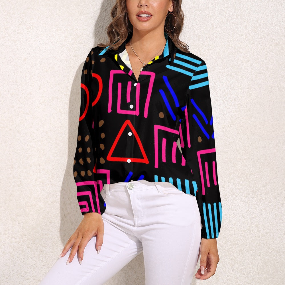 Vintage Casual Long Sleeve Shirt Top