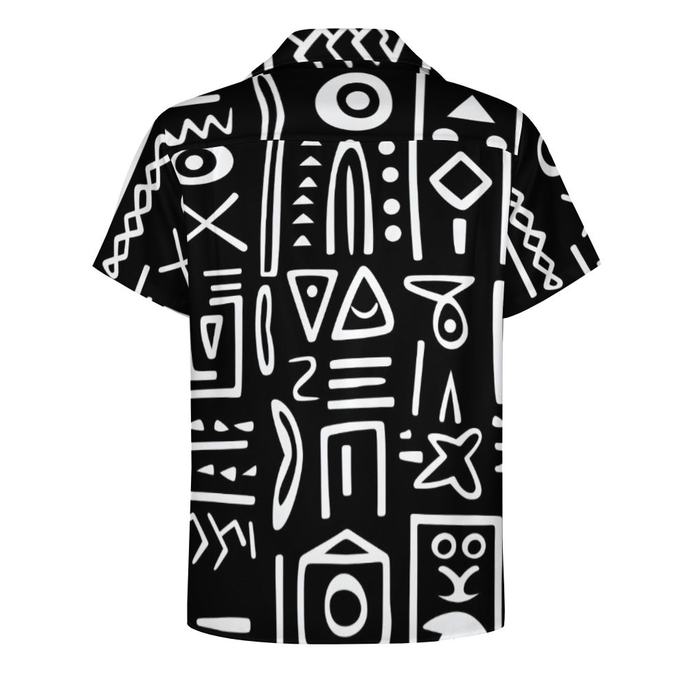AfroCentrc Pattern  Black culture Black History Harlem Renaissance Cuban collar shirt ( Harlem Print Magic)