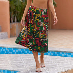 AfroCentrc Pattern  Black culture Black History Harlem RenaissanceSkirt  ( Harlem Print Magic)