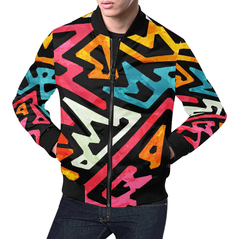 Men's All Over Print Bomber Jacket (Model H19)