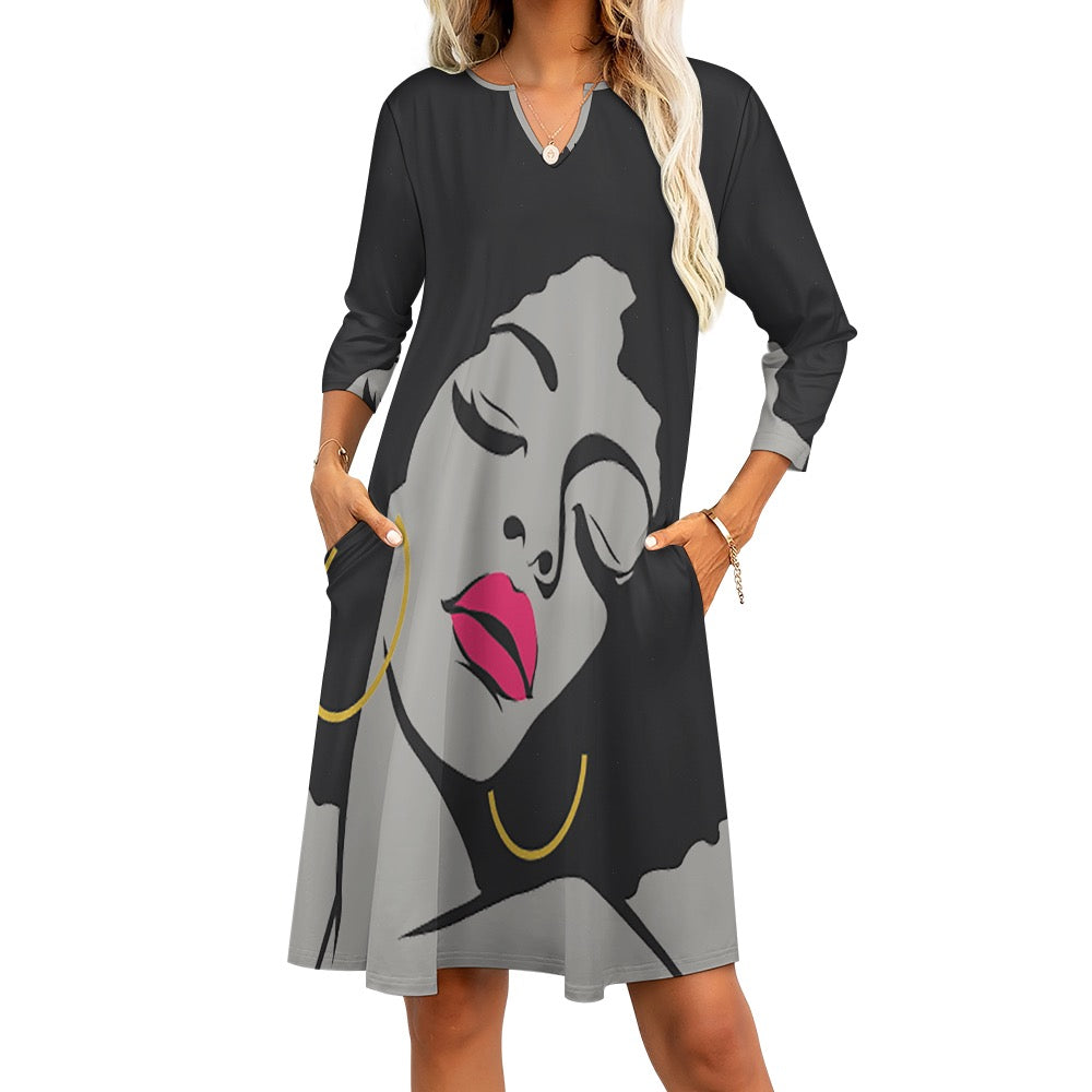 7-point sleeve dress