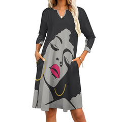 7-point sleeve dress