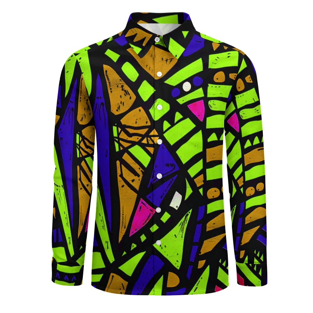 Men’s Peach Long-Sleeve Shirt with Chest Pocket