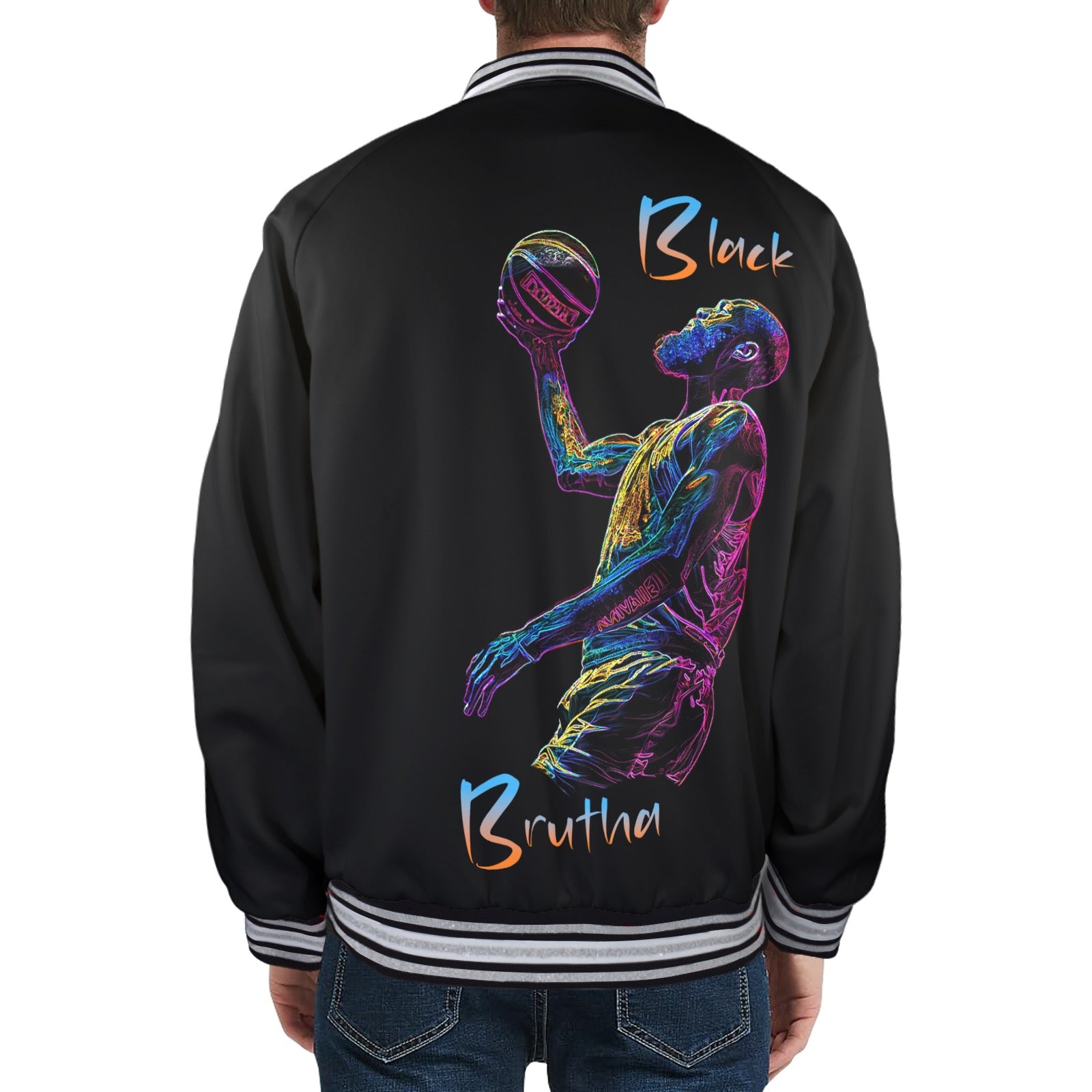 New Men's Striped Trim Bomber Jacket