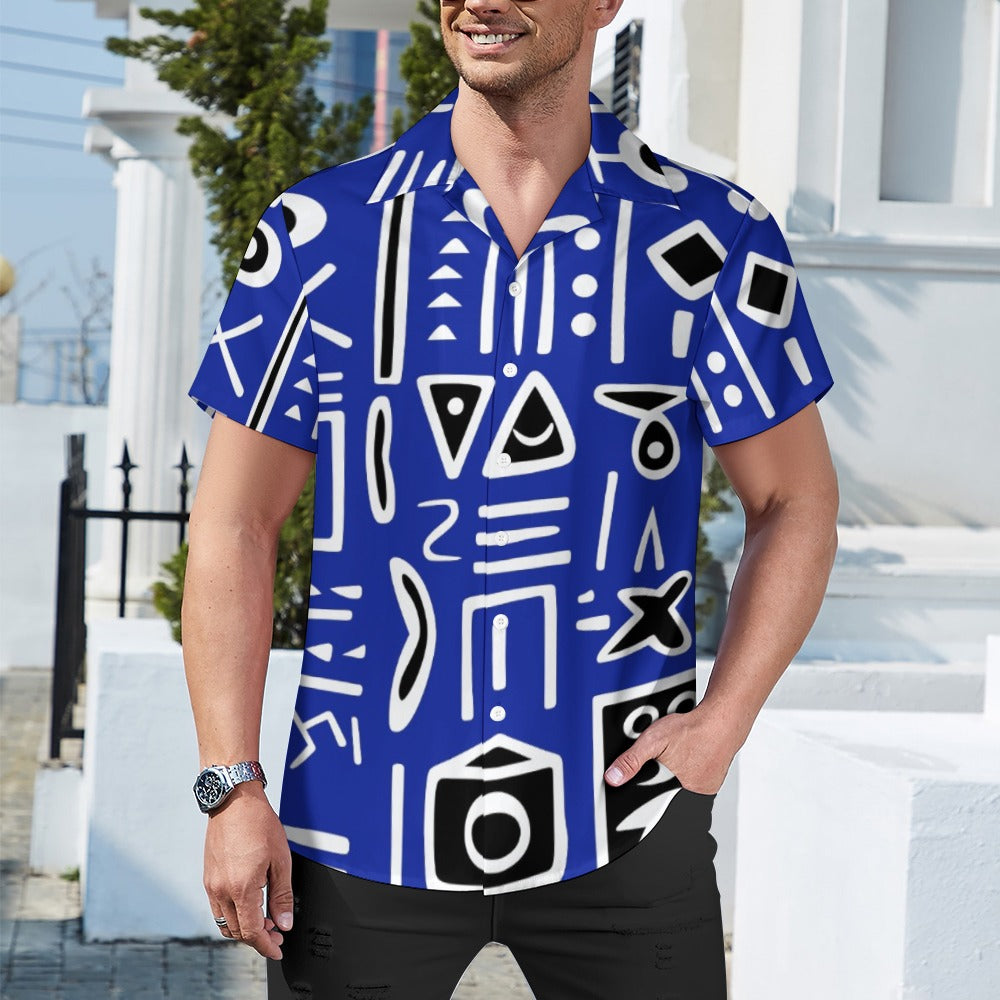 Afrocentrc Pattern  Black culture Black History Harlem Renaissance Cuban collar shirt ( Harlem Print Magic)